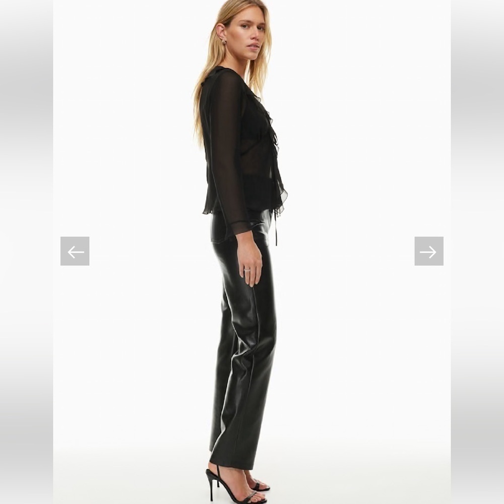 Wilfred Melina Black Vegan Leather Pants Size 2 Moto Biker Straight Leg - Picture 2 of 15